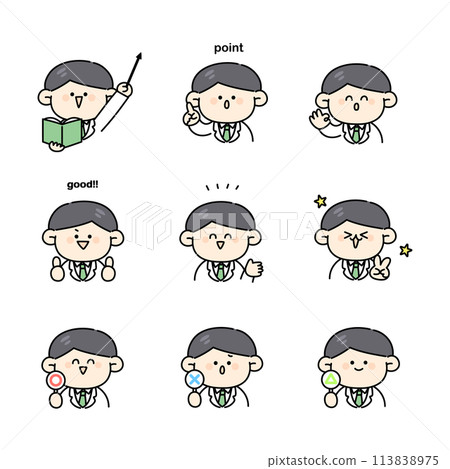 Illustration set of a man in a white coat 113838975