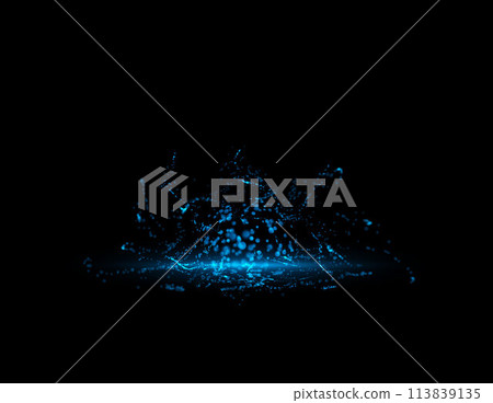 Blue particle explosion. Vector illustration 113839135