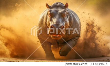 running hippopotamus running hippopotamus 113839804