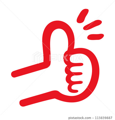 Simple thumbs up icon (red) Simple thumbs up icon (red) 113839887