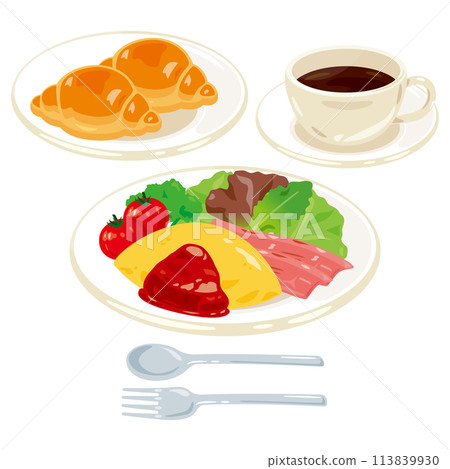 Omelette breakfast set 113839930