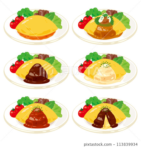 蛋包飯放在盤子裡 113839934