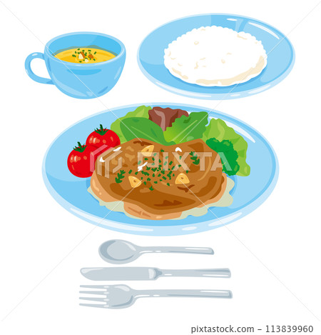 Chicken steak lunch set 113839960