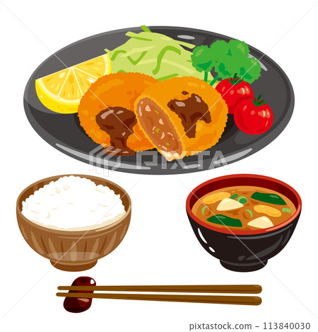 Minced meat cutlet set meal Minced meat cutlet set meal 113840030