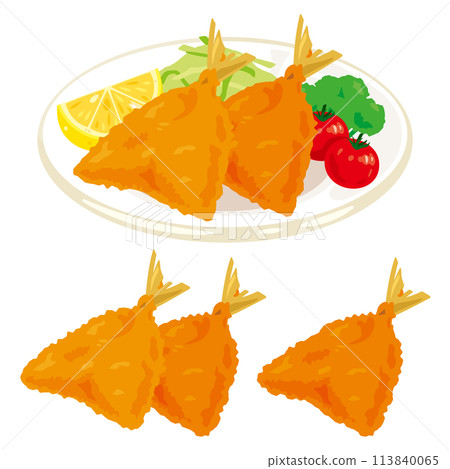 盤子上炸竹莢魚 113840065