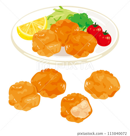 Fried chicken served on a plate Fried chicken served on a plate 113840072