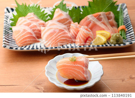 Salmon sashimi Salmon sashimi 113840191