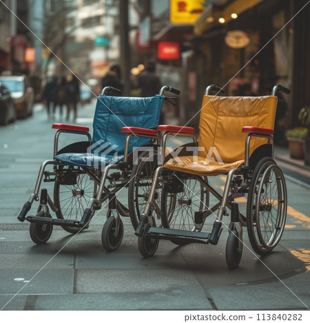 wheelchair on the street, empty 113840282