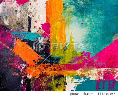 抽象混合媒材繪畫與拼貼 113840467