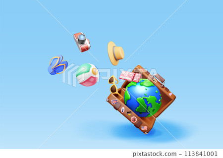 3D travel bag. Holiday or vacation. 113841001