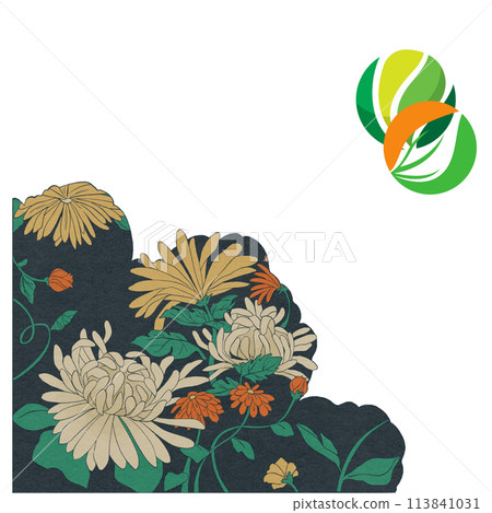 New Year's card decorated with flowers Temari 113841031