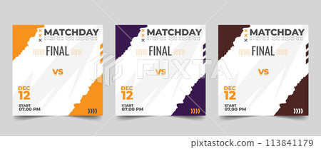 Set of modern sport match social media vector template 113841179