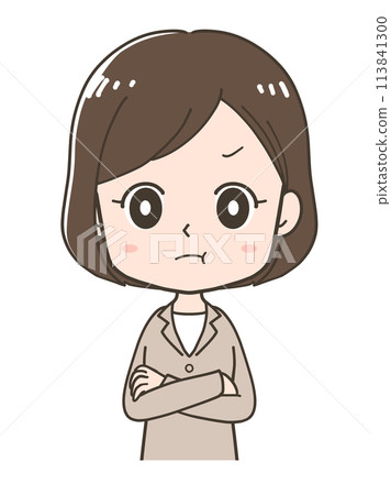 Illustration of annoyed businesswoman's upper body Illustration of annoyed businesswoman's upper body 113841300