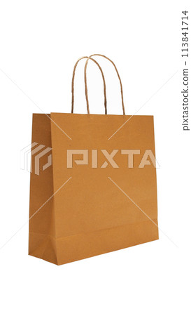 brown Paper shopping bag isolated on white 113841714