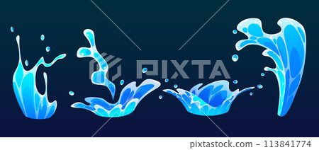 Water wave splashes set isolated on background Water wave splashes set isolated on background 113841774