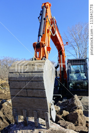 Blue sky and excavator Blue sky and excavator 113841778