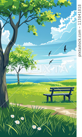 Summer earth: A scene filled with greenery 113841818