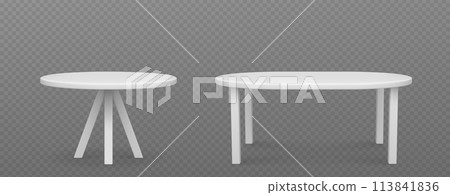 White kitchen table with round and oval tabletop. White kitchen table with round and oval tabletop. 113841836