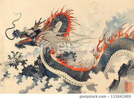 Ukiyo-e dragon Ukiyo-e dragon 113841989