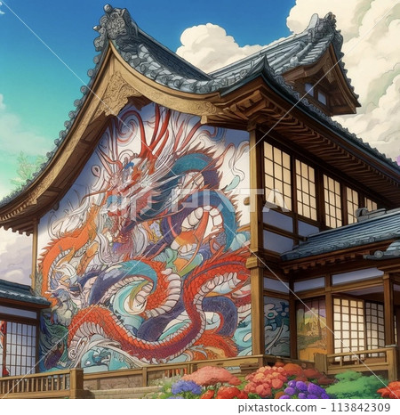 映襯藍天的龍屋 映襯藍天的龍屋 113842309