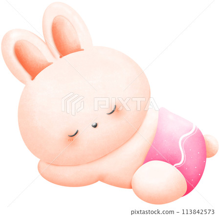 The pink rabbit girl is sleeping. 113842573