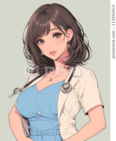 卡通插畫女醫生 113842613