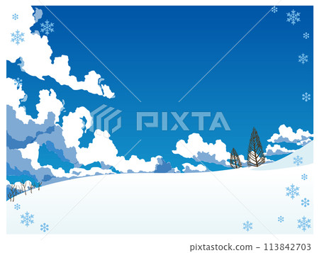 Snowy field background illustration 113842703