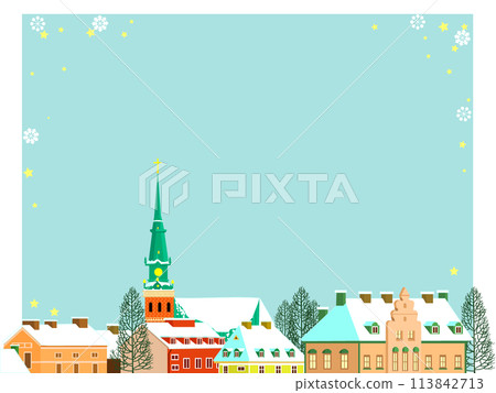 Winter town background illustration Winter town background illustration 113842713
