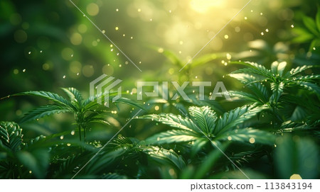 growing green cannabis closeup background 113843194