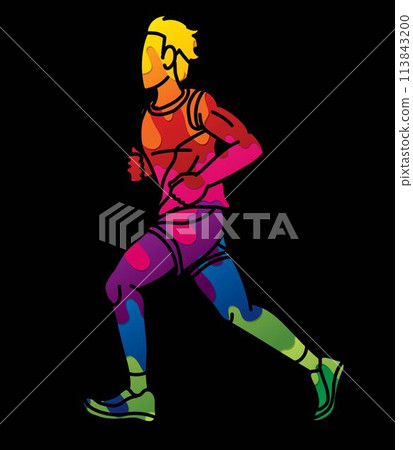 A Man Running Action Marathon Runner Male Movement Cartoon Sport Graphic Vector A Man Running Action Marathon Runner Male Movement Cartoon Sport Graphic Vector 113843200
