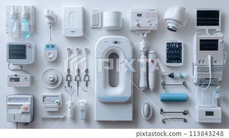 electronic medical instruments top view electronic medical instruments top view 113843248