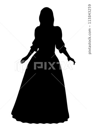 Woman in ball gown silhouette Woman in ball gown silhouette 113843259