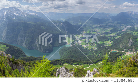 Mountain valley with tracks near Jenner mount in Berchtesgaden National Park 113843695