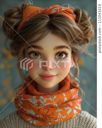 portrait of a funny girl cartoon 113843819