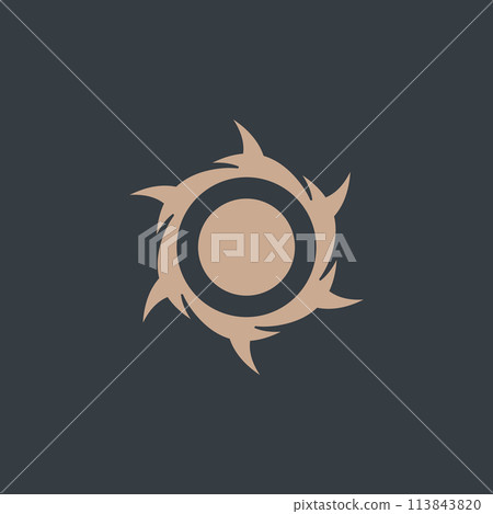 Thorns circle crown of thorns logo design. Icon vector illustration isolated on dark background 113843820