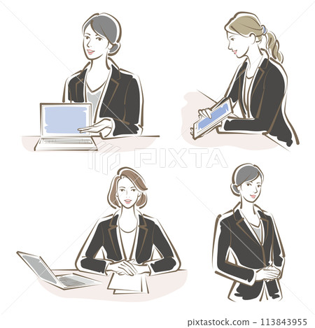 Vector illustration of working woman. Business woman. 113843955