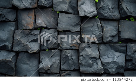 texture dark stone cubes, abstract background 113844272