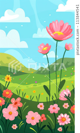 Spring Earth: A scene filled with flowers and greenery Spring Earth: A scene filled with flowers and greenery 113844541