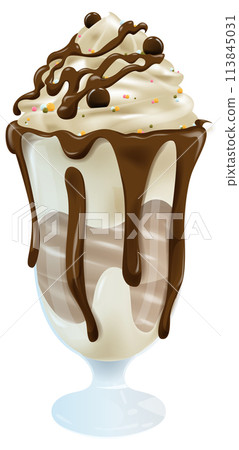 Decadent Chocolate Sundae Illustration Decadent Chocolate Sundae Illustration 113845031