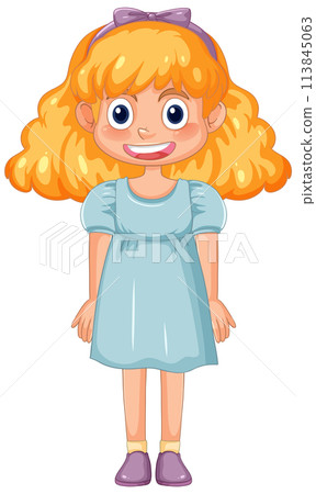 Cheerful Young Girl in Blue Dress Cheerful Young Girl in Blue Dress 113845063