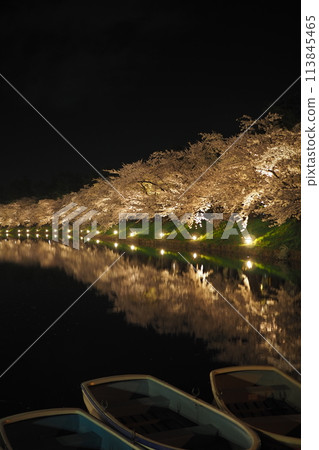 弘前公園夜間燈光下的櫻花美景 113845465