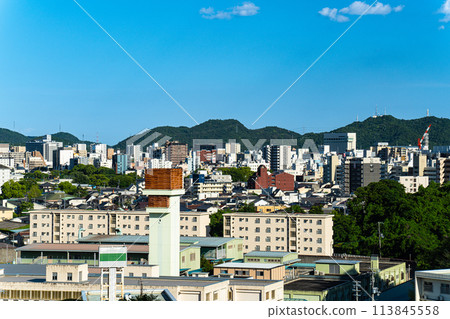The southeastern part of Himeji city as seen from Nagoyama Cemetery, Himeji City, Hyogo Prefecture 113845558