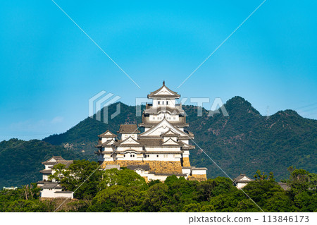 [世界遺產姬路城] [日本名城100選] 從兵庫縣姬路市名古山靈園看到的初夏黃昏的姬路城14 113846173