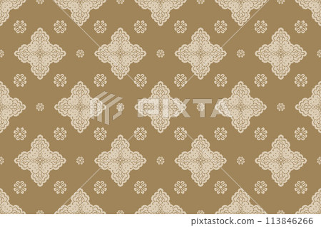 Ikat tribal Indian seamless pattern. Ethnic Aztec fabric carpet mandala ornament native boho chevron textile.Geometric African American oriental traditional vector illustrations. Embroidery style. 113846266