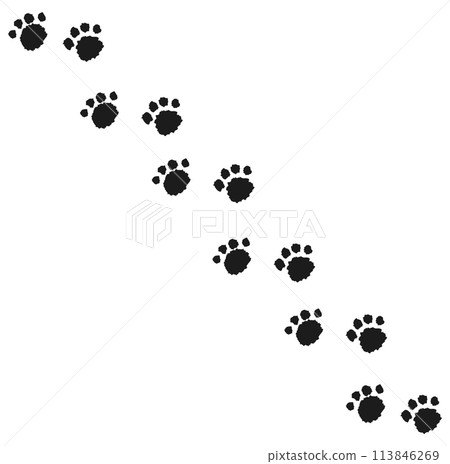 模擬風格爪子足跡手繪插圖（黑色） 113846269