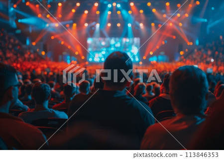 Enthralled audience at a vibrant live concert event 113846353