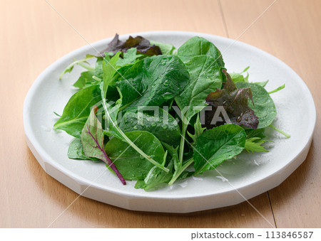 Fresh and simple baby leaf salad 113846587
