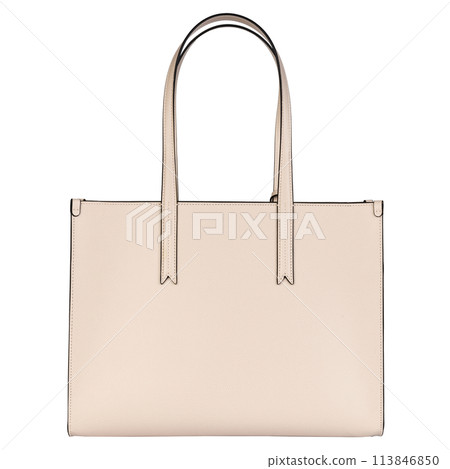 Chic Pale Pink Leather Shopper Bag. Isolate, Packshot Chic Pale Pink Leather Shopper Bag. Isolate, Packshot 113846850