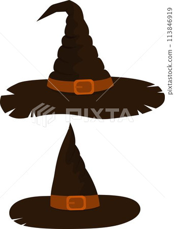 Vector illustration of witch hat. 113846919