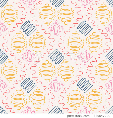 Abstract retro seamless pattern. vintage ornament endless background. Vector flat illustration Abstract retro seamless pattern. vintage ornament endless background. Vector flat illustration 113847290